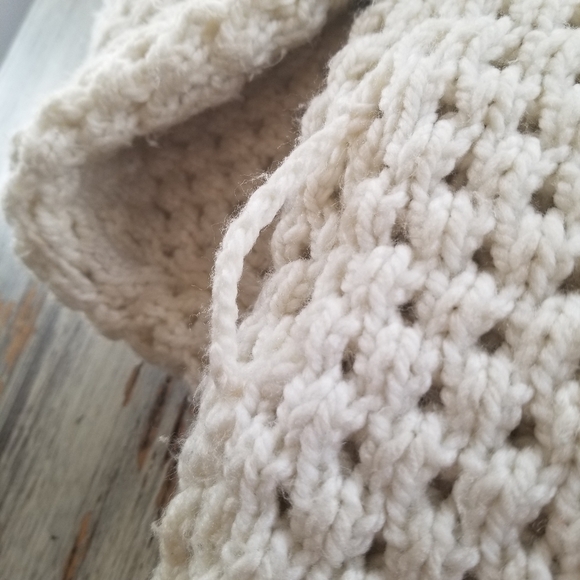 Handmade Chunky Crochet Neutral Cardigan Women's Medium - Picture 6 of 7